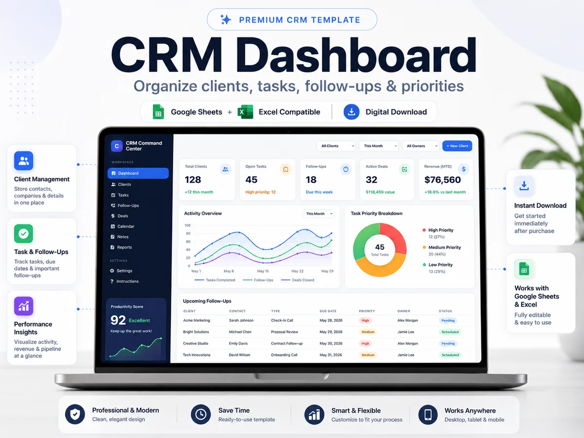 Client Tracker CRM dashboard overview
